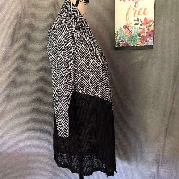 CHICO'S black white mesh kimono light cardigan 0X - Picture 12 of 14